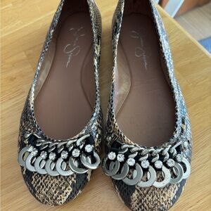 Jessica Simpson Snake Print Flats with Metallic Accents